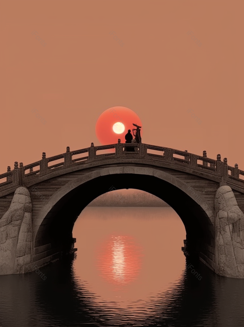 古老的拱桥月亮夜景摄影图,高清,摄影图,摄影图片,图片大全,摄影图免费下载